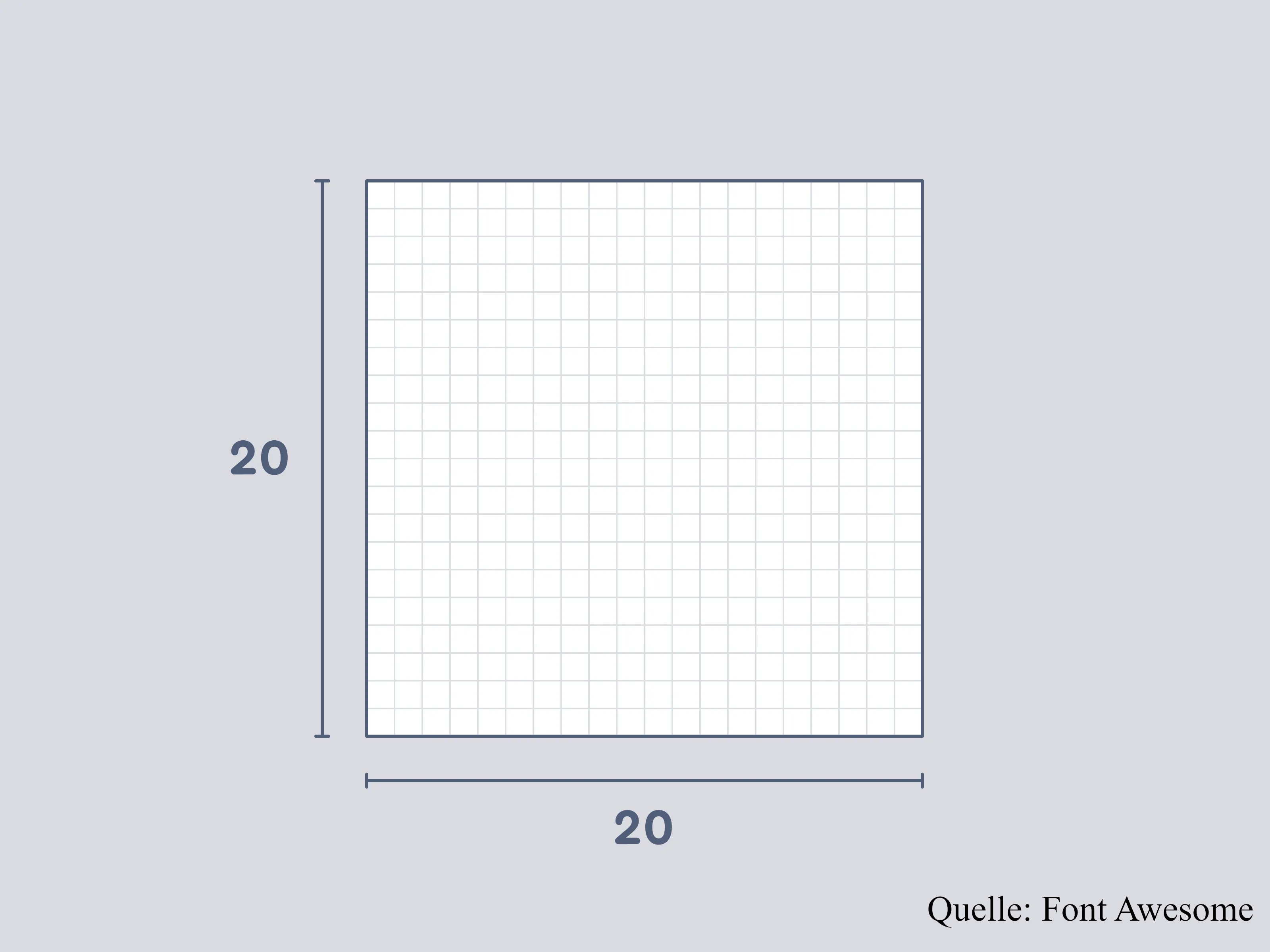 Abbildung einer Icon-Leinwand mit 20px Raster